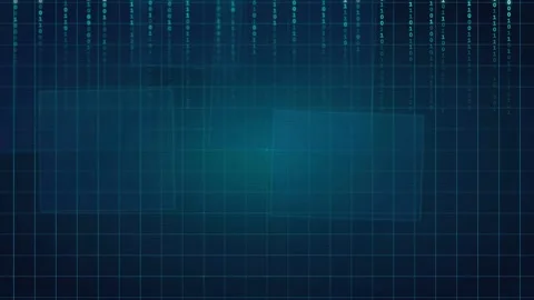 Abstract digital background with flowing binary code and blue glowing grid for Stock Footage 339324802