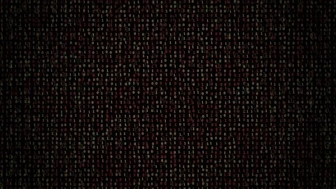 Abstract digital background with flowing binary code patterns in green and red Video stock 343158409
