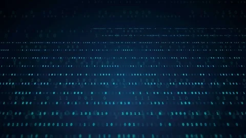 Abstract Digital Background with Flowing Blue Binary Code Data Stream for Stock Footage 336772431