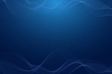 Abstract digital background with flowing blue wave lines on a dark gradient.. Illustrazione stock