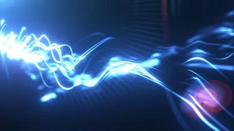Abstract digital background with flowing blue energy lines, futuristic wave.. Stock Photos