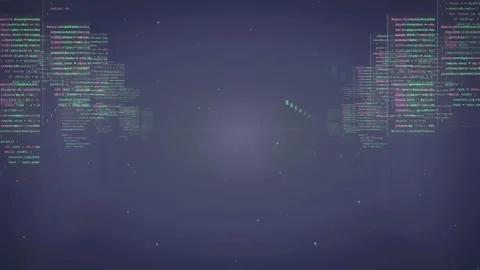 Abstract digital background with flowing computer code and data streams on dark Stock Footage 339950200