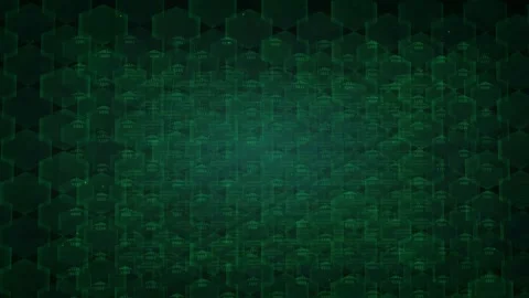 Abstract digital background with flowing green binary code and geometric Stock Footage 339323414