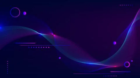 Abstract digital background with flowing neon wave lines in vibrant blue pu.. Illustrazione stock