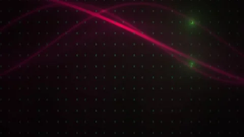Abstract Digital Background with Flowing Red Wavy Lines and Green Light ove.. Stock Footage 344714656