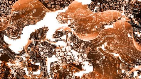Abstract digital background with fluid wave patterns, glitch art effects Stock Illustration