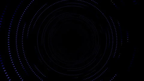 Abstract digital background with flying glowing blue particles in a circle Stock Footage 256743388