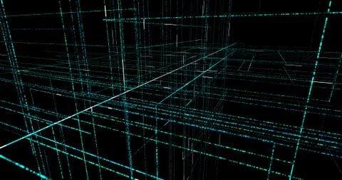 Abstract digital background. Geometry lines with dashes and glow. Stock Illustration