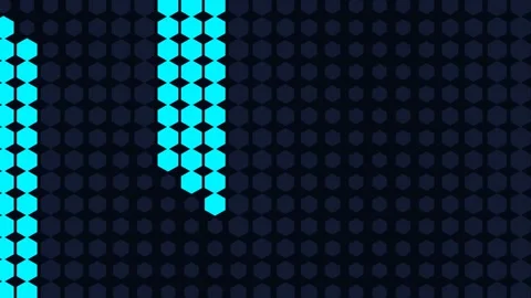 Abstract digital background with glowing blue hexagonal pixel patterns Stock Footage 336263551
