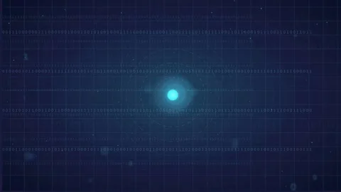 Abstract Digital Background with Glowing Blue Light and Scrolling Binary Code Stock Footage 339321792