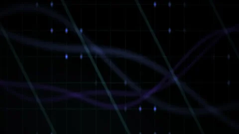 Abstract Digital Background with Glowing Blue Wave Lines and Particle Motion. Stock-Footage 341778777