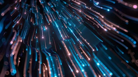 Abstract digital background with glowing blue and orange light streaks Stock Footage 346074851