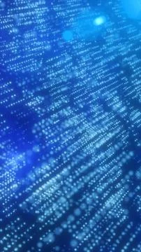 Abstract digital background with glowing blue particles and light streaks, sy Stock Illustration