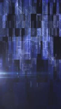 Abstract digital background with glowing blue rectangles and circuit patterns Stock Illustration