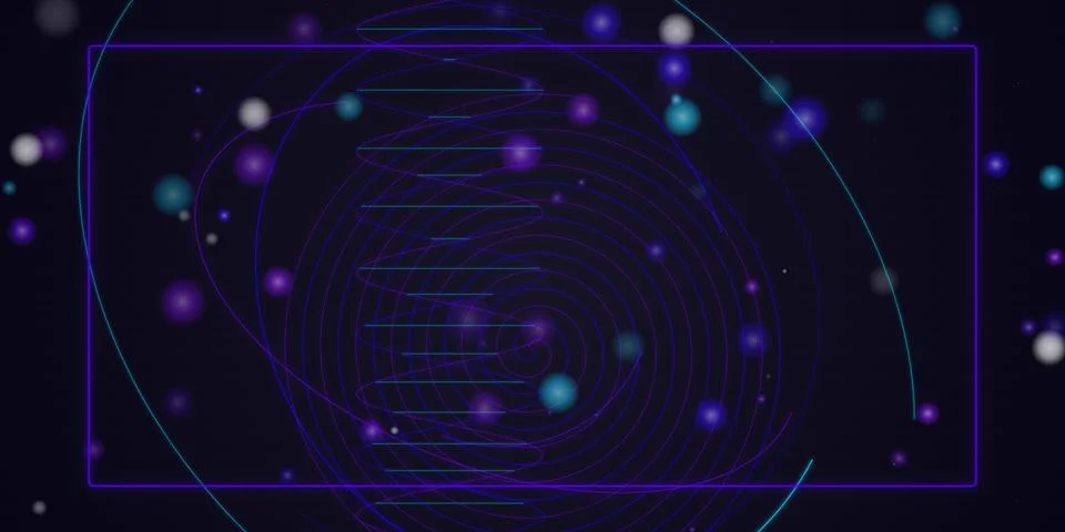 Abstract digital background with glowing circles and lines Stock Illustration
