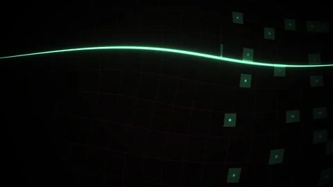 Abstract Digital Background with Glowing Data Nodes and Flowing Light Waves. Stock Footage 340491404