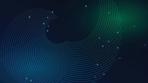 Abstract digital background with glowing dotted lines forming a dynamic spi.. 스톡 일러스트