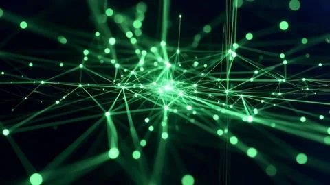 Abstract Digital Background with Glowing Green Nodes and Lines Forming Netw.. Stock Footage 321948293