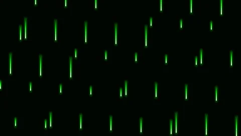 Abstract digital background with glowing green vertical light streaks falling Video stock 335117988