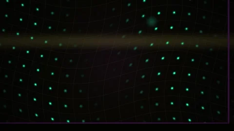Abstract Digital Background with Glowing Green and White Dots Moving in Geo.. Stock Footage 341778800