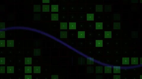 Abstract Digital Background with Glowing Green Matrix Data Squares and Movi.. Stock Footage 341778816