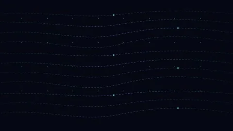 Abstract digital background with glowing light blue dots moving along wavy .. Stock Footage 345547417