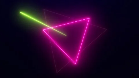 Abstract digital background with glowing neon lights, retro triangle Stock Footage 251802841