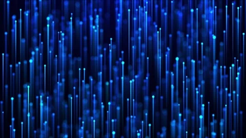 Abstract digital background with glowing neon particles flying upward. Stock Footage 252274973