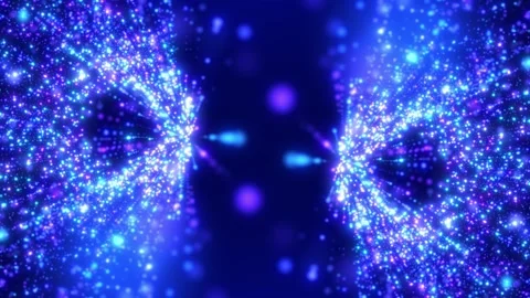 Abstract digital background with glowing neon particles or bright rays of dot Stock Footage 289881320