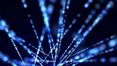 Abstract digital background with glowing neon particles flying upward Stock Footage 292142073