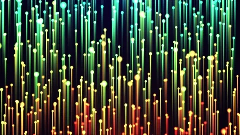 Abstract digital background with glowing neon particles flying upward Stock Footage 299721667