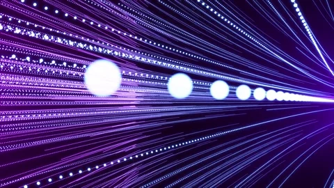 Abstract digital background with glowing neon particles of lines of purple Stock Footage 303085635