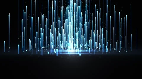 Abstract digital background with glowing neon particles or light stripes Stock Footage 309789861