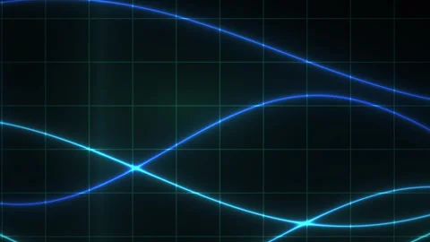 Abstract Digital Background with Glowing Neon Sine Waves and Grid Pattern. Stock Footage 341778902