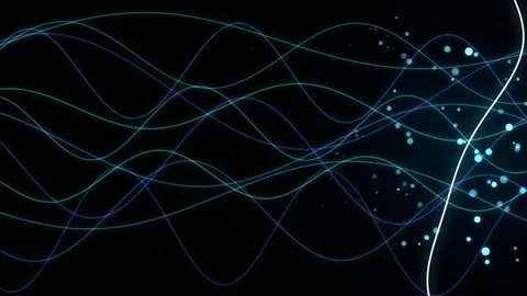 Abstract digital background with glowing neon waves and particle elements f.. Stock Footage 345896454