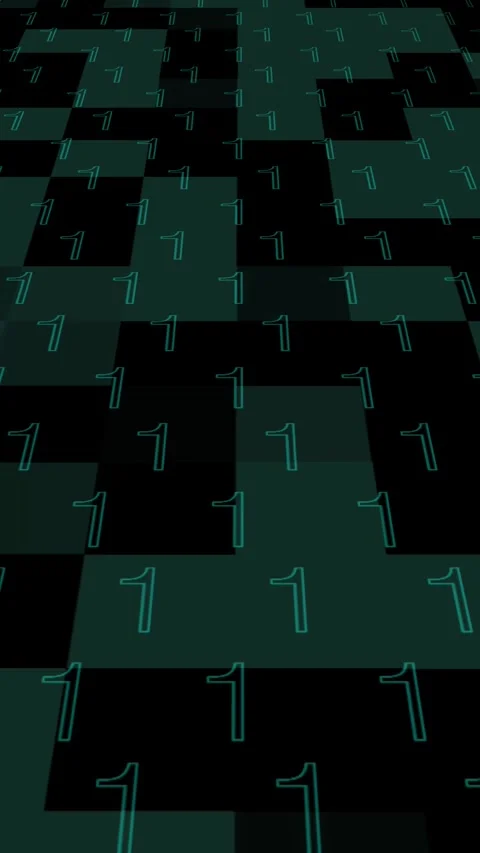 Abstract digital background with glowing number ones over dark green and bl.. Stock Footage 345968707