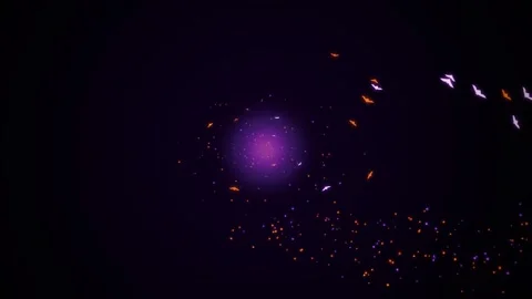 Abstract digital background with glowing orange and purple bat shapes and l.. Stock-Footage 346062514