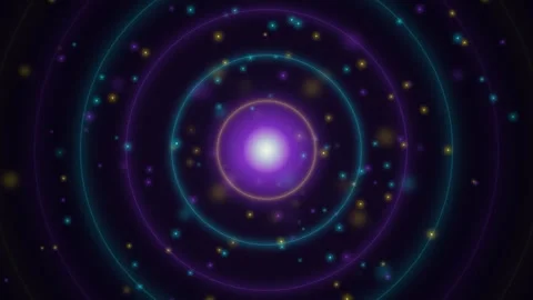 Abstract Digital Background with Glowing Particles and Concentric Rings. Loop 動画素材 339031714