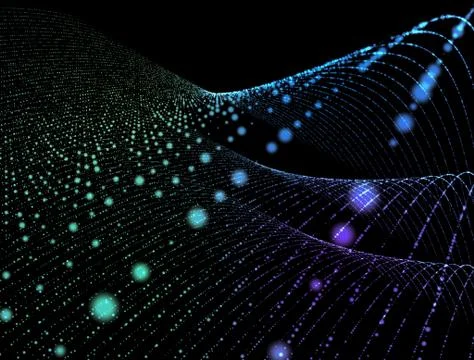 Abstract digital background glowing particles in space 스톡 일러스트