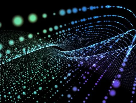 Abstract digital background glowing particles in space 스톡 일러스트