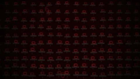 Abstract digital background with glowing red geometric patterns and flickering Vídeo Stock 344776122