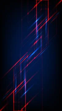 Abstract digital background with glowing red and blue neon lines on dark gr.. 스톡 일러스트