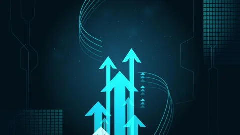 Abstract digital background with glowing upward arrows data lines and tech .. Stock Footage 336755943