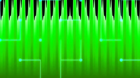 Abstract Digital Background with Glowing Yellow Spikes and Network Nodes Stock Footage 332607899