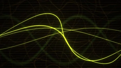 Abstract Digital Background with Glowing Yellow Sine Waves and Data Grid. Stock Footage 340491931