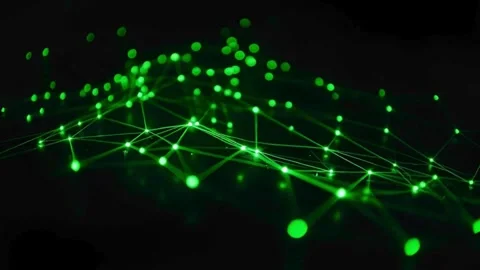 Abstract digital background with green glowing network connection lines dot.. Stock Footage 321948298