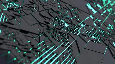 Abstract digital background with green neon light and depth-of-field effect 스톡 일러스트