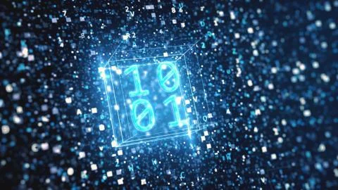 Abstract digital background with Hexadecimal and binary code 3d illustration Stock Illustration