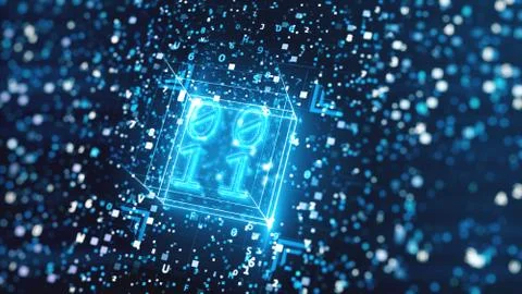 Abstract digital background with Hexadecimal and binary code 3d illustration Stock Illustration