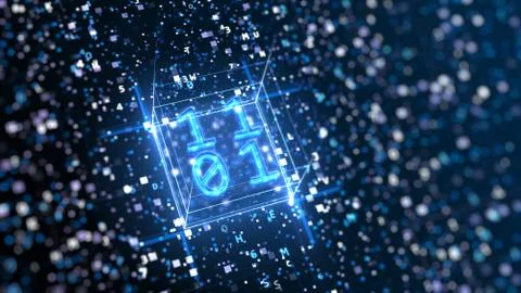 Abstract digital background with Hexadecimal and binary code 3d illustration Stock Illustration